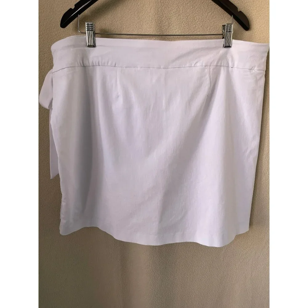 Zac & Rachel White Side Tie Wrap Around Skirt with Undershorts - 22W - Picture 7 of 12